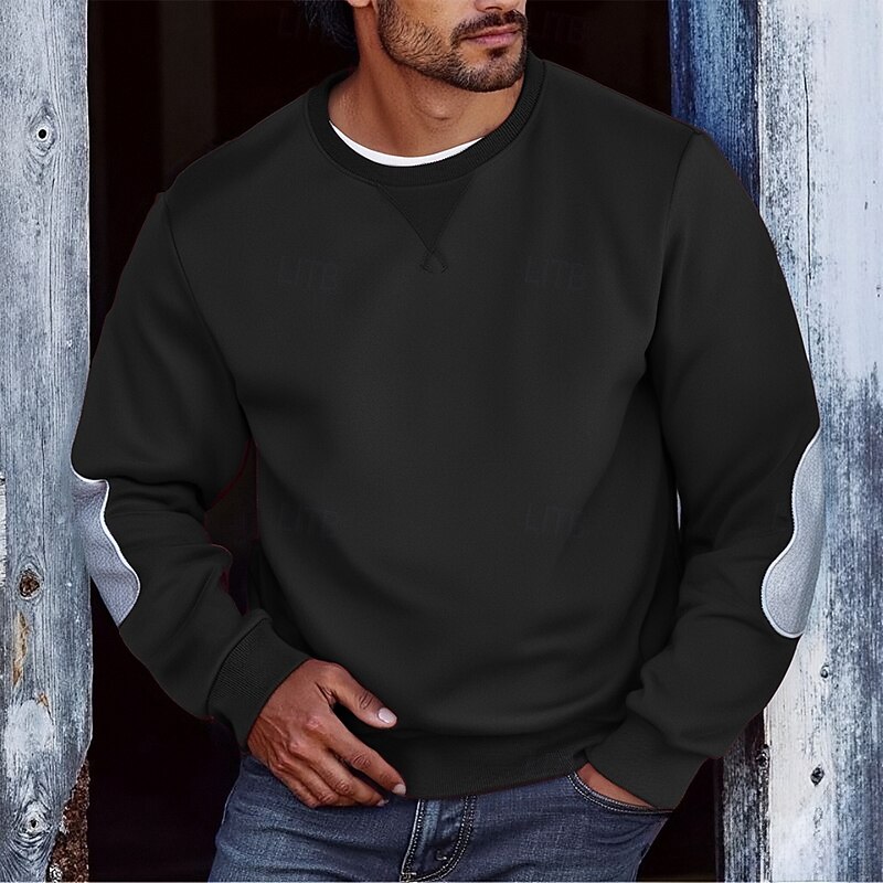 Men's Sweatshirt Black Red Royal Blue Light Grey Dark Gray Crew Neck Color Block Patchwork Sports & Outdoor Daily Holiday Streetwear Basic Casual Spring Fall Clothing Apparel Hoodies Sweatshirts3