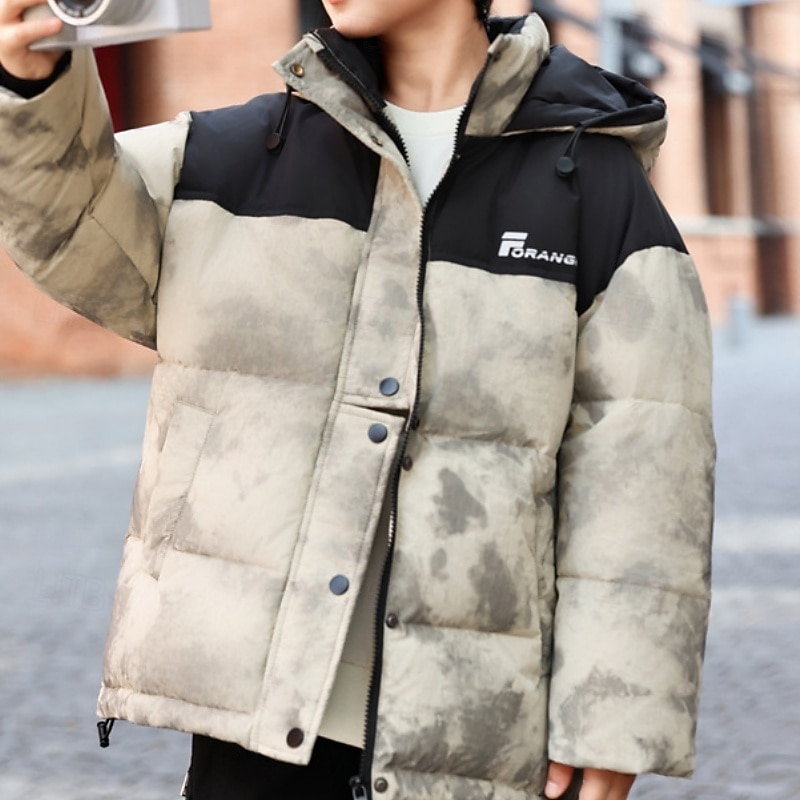 Kids Unisex Down Jacket Outdoor Jacket Puffer Jacket Outerwear Color Block Long Sleeve Keep Warm Windproof Coat Outdoor Daily Basic Black Green Gray Fall Winter 4 years+4