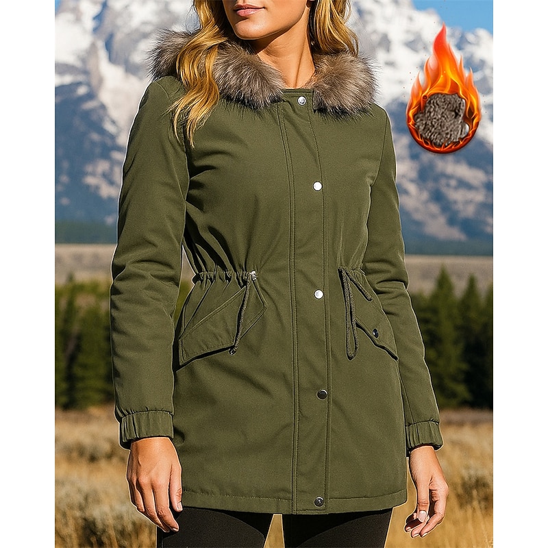 Women's Hiking Jacket Fleece Jacket Thermal Jacket Winter Outdoor Thermal Warm Top Black Army Green Red Navy Blue Black White