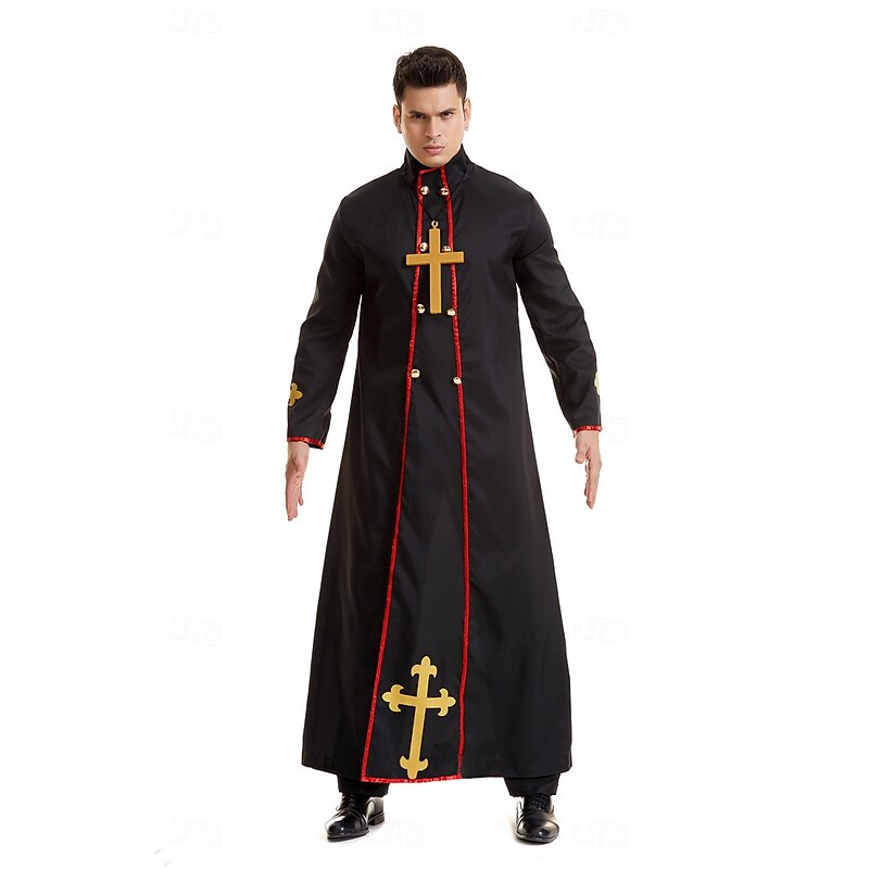 Priest Halloween Outfits Fancy Costume Religious Cosplay Adults' Men's Halloween Carnival Performance Party Easy Halloween Costumes Dress Up3