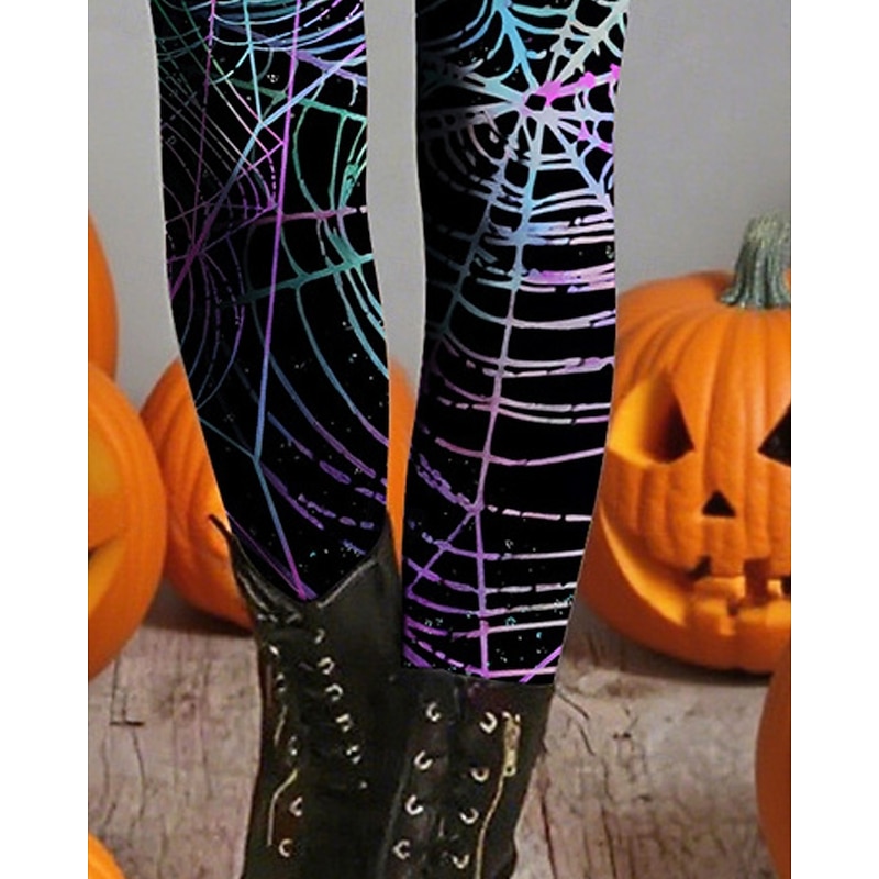 Women's Leggings Cozy Leggings Vacation Basic Casual Full Length High WaistPantsHalloween Graphic Printing Thermal Warm Comfortable Stretchy Vacation Casual Daily Violet Fall Winter Slim Fit3