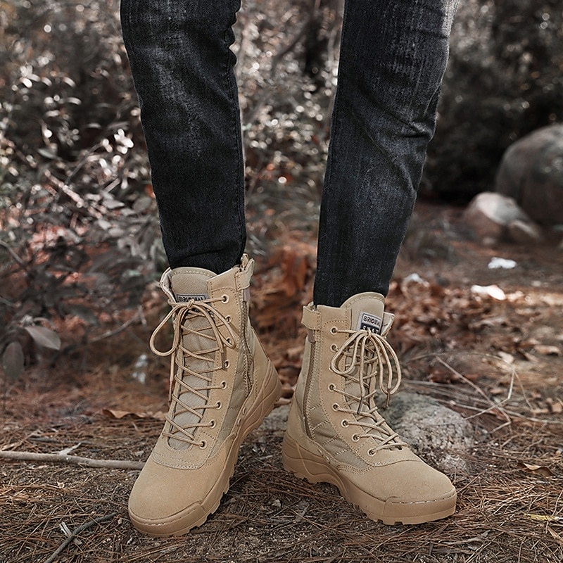 Men's High Top Lace-Up Combat Boots – Durable Suede Tactical Military Work Boots with Side Support for Hiking, Trekking and Outdoor Adventure2