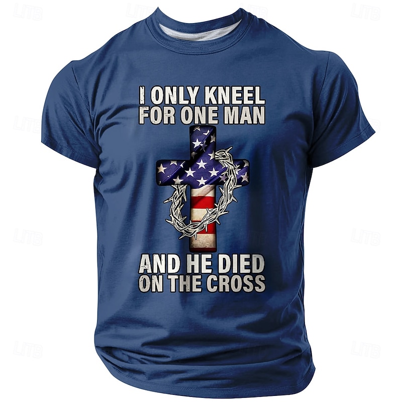 Men's American US Flag Christian T Shirt Short Sleeve T shirt 3D Print Crew Neck Shirt Daily Military Street Daily Black Red Blue Summer Spring Clothing Apparel S M L XL XXL XXXL2