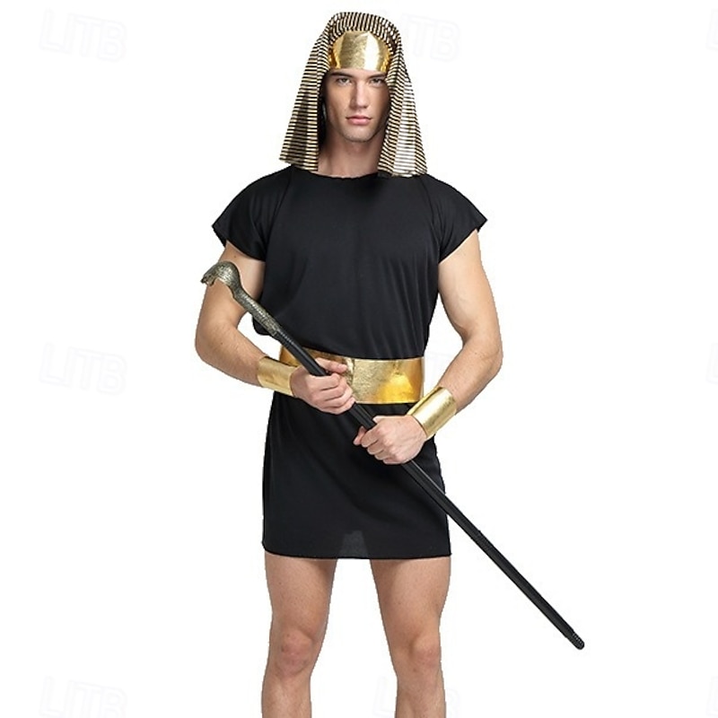 Ancient Egypt egyptian Fancy Costume Chiton Pharaoh God Fancy Dress Men's Fantasy Halloween Carnival Performance Adults Leotard / Onesie Belt Headband