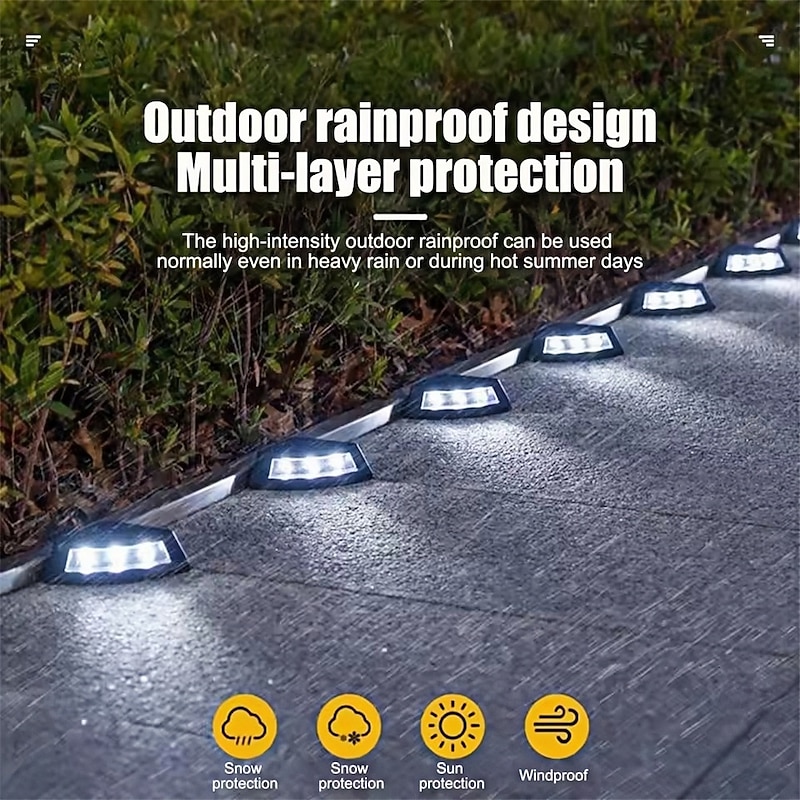 1 Pc Led Outdoor Solar Lighting Garden Layout Waterproof Step Lights Landscape Foot Decoration Stair Lights4