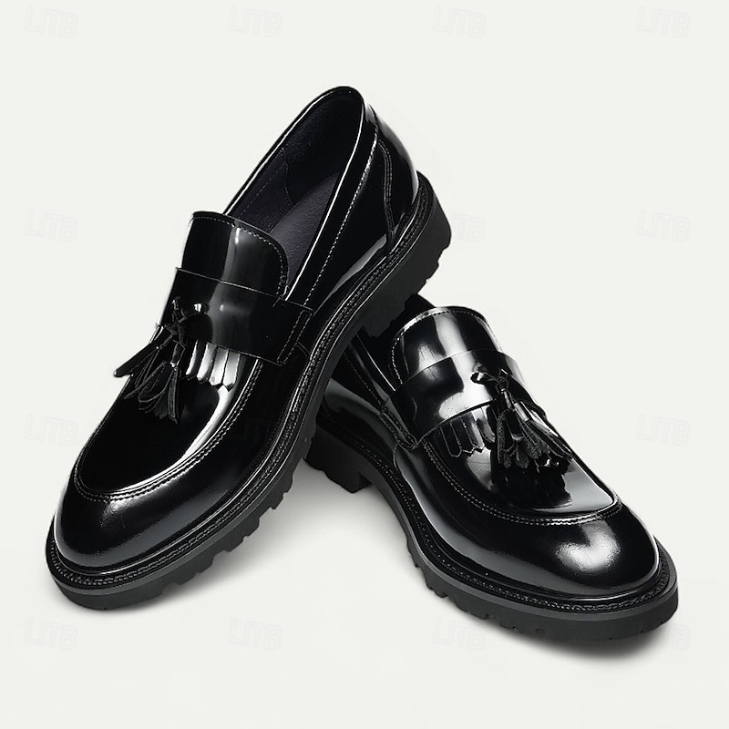Men's Black Tassel Loafers Classic Slip-On Business Dress Shoes for Office Wear, Parties and Semi-Formal Occasions4