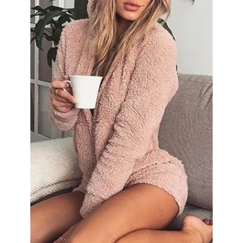 Women's Normal Romper Active Solid Color Long Sleeve Hooded High Waist Home Party Regular Fit Pink Red Khaki Spring