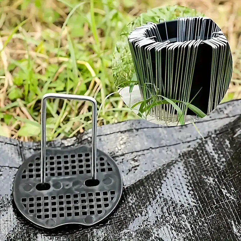 100/200PCS Heavy-Duty Galvanized Iron U-Shaped Tent Stakes with Washers – For Outdoor Tents, Garden Fabrics, Weed Barriers & Ground Wire Mesh3