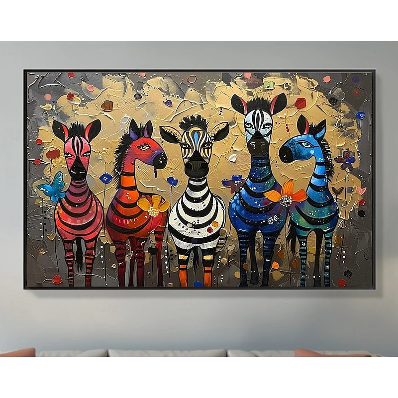 Original Horse Oil Painting on Canvas, Large Wall Art Abstract Colored Animal Art Custom Painting Fashion Decor Kid's Room Art Handmade Gift