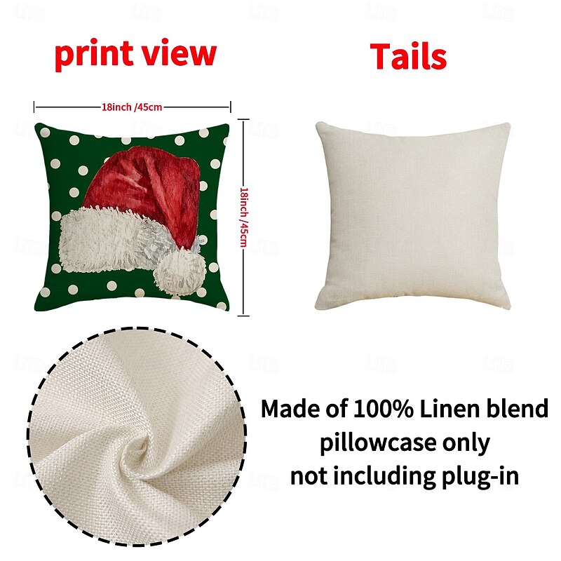 New Red & Green Christmas Pillow Set, Classic Colorblock Decorative Cushions with Christmas Tree Print, Festive Holiday Throw Pillows2