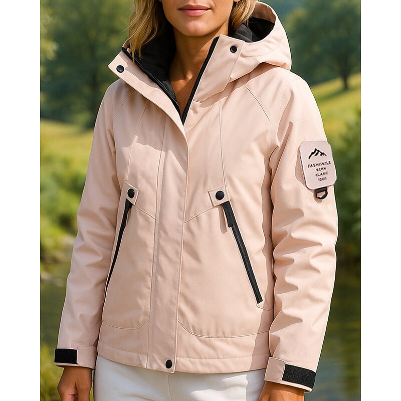 Women's Windbreaker Softshell Jacket Hiking Jacket Outdoor Waterproof Windproof Hiking Outfits Hiking Clothes Spring Autumn / Fall Top Fishing Camping / Hiking / Caving Running Solid Color Pink