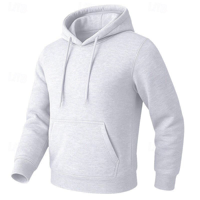 Men's Hoodie Fleece Hoodie Fleece lined Hoodie Black White Yellow Pink Army Green Hooded Plain Kangaroo Pocket Sports & Outdoor Casual Daily Polyester Streetwear Cool Sportswear Spring Fall Clothing3
