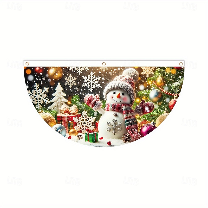 Christmas Half Round Flag Outdoor Hanging Banner, Holiday Decoration Bunting for Yard Garden Porch3