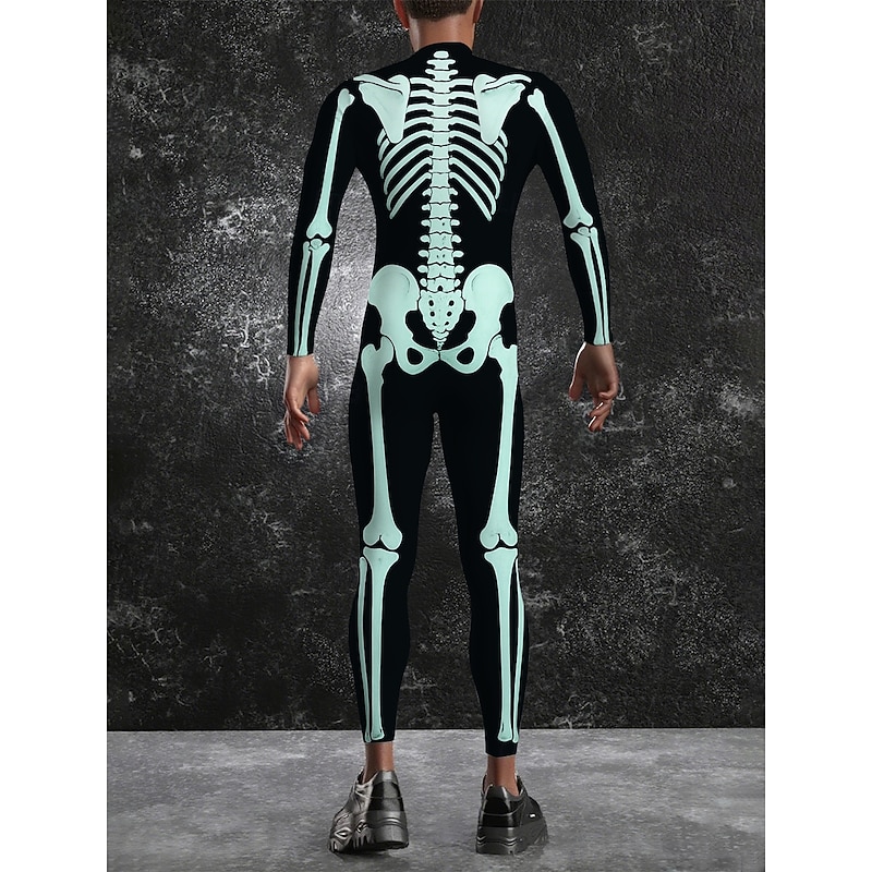 Skull Skeleton Halloween Bodysuits Halloween Group Couples Costumes Full Body Catsuit Scary Costume Kid's Adults' Men's Women's Boys' Halloween Carnival Performance Party Easy Halloween Costumes3