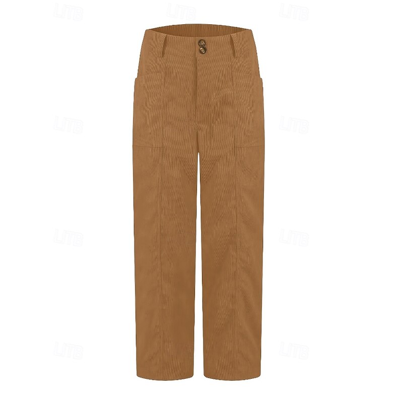 Women's Chinos Straight Casual Full Length Medium Waist Plain Pocket Comfortable Micro-elastic Outdoor Vacation Street Dark Gray Black Brown Summer Spring Fall Winter Regular Fit2