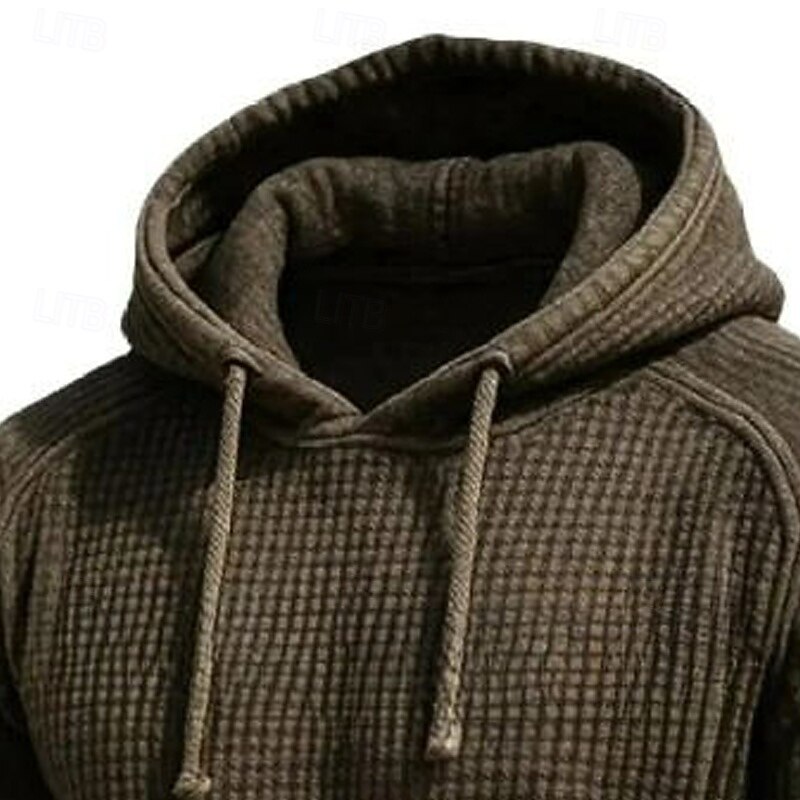 Men's Hoodie Waffle Hoodies Pullover Hoodie Sweatshirt Army Green Hooded Plain Patchwork Sports & Outdoor Casual Daily Streetwear Cool Sportswear Spring &  Fall Clothing Apparel Hoodies Sweatshirts2