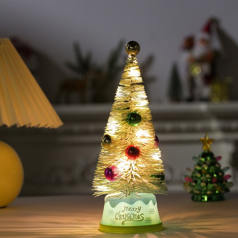 1 Pc 25CM Christmas Mini Christmas Tree Cedar Tree LED Nightlight Desktop Decorative Light Pendant Light