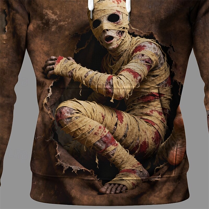 Halloween Men's Monster Hoodie Fashion Daily Hooded Vacation Party Streetwear Coffee Drawstring Pocket Printing Fall Winter Designer3