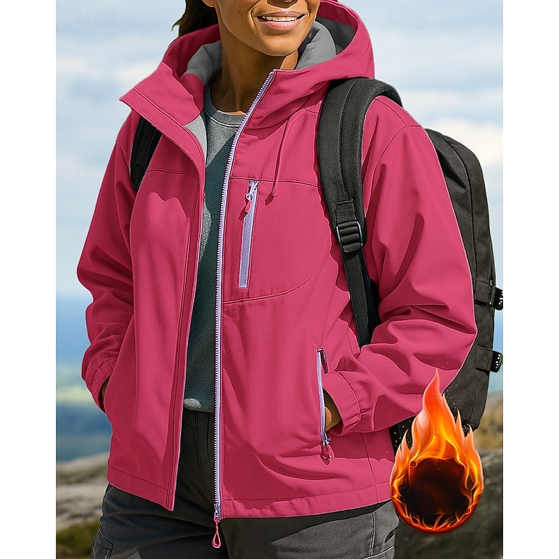 Women's Windbreaker Softshell Jacket Hiking Jacket Outdoor Waterproof Windproof Hiking Outfits Hiking Clothes Winter Autumn / Fall Top Fishing Camping / Hiking / Caving Running Solid Color Black Blue4