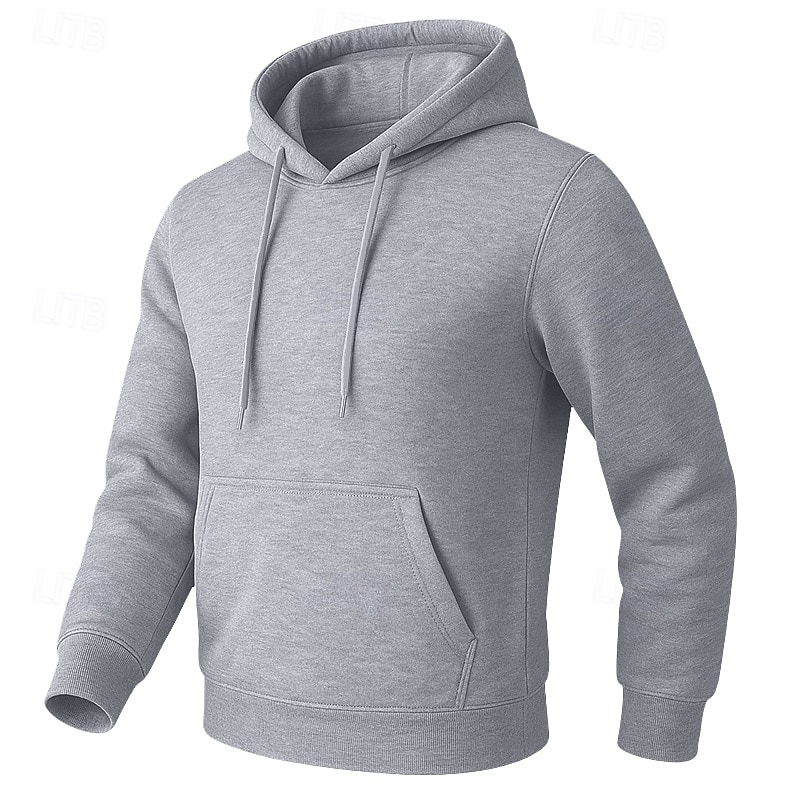 Men's Hoodie Fleece Hoodie Fleece lined Hoodie Black White Yellow Pink Army Green Hooded Plain Kangaroo Pocket Sports & Outdoor Casual Daily Polyester Streetwear Cool Sportswear Spring Fall Clothing