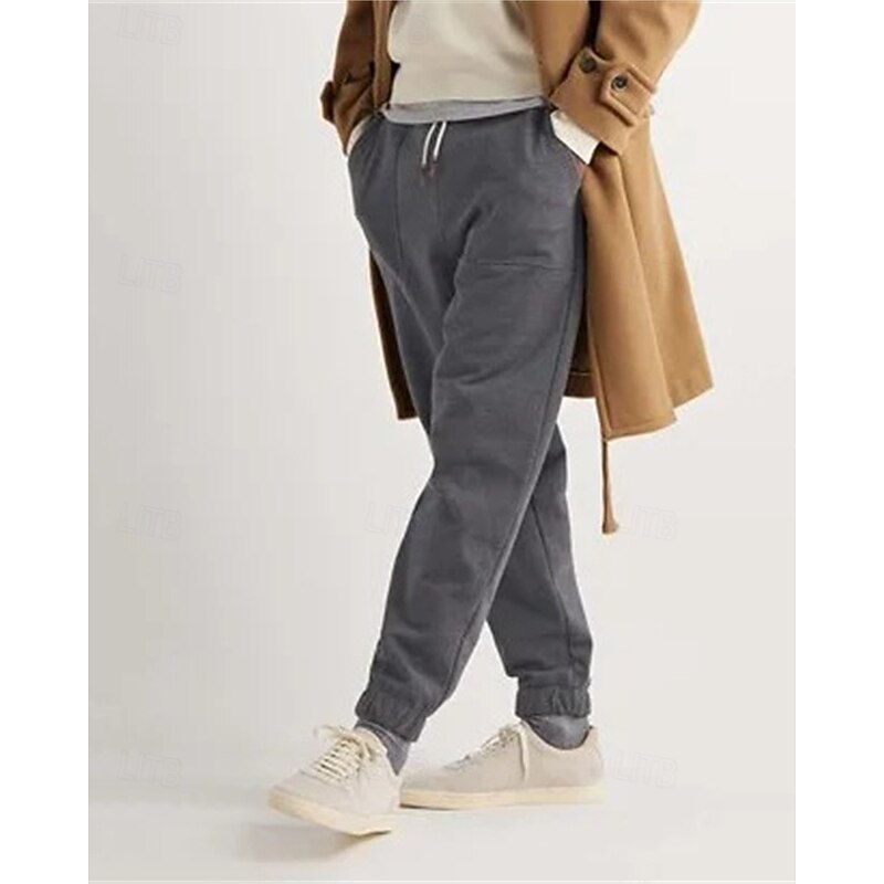 Men's Sweatpants Joggers Trousers Drawstring Pocket Elastic Waist Plain Comfort Sports Outdoor Daily Fashion Casual Gray Micro-elastic2