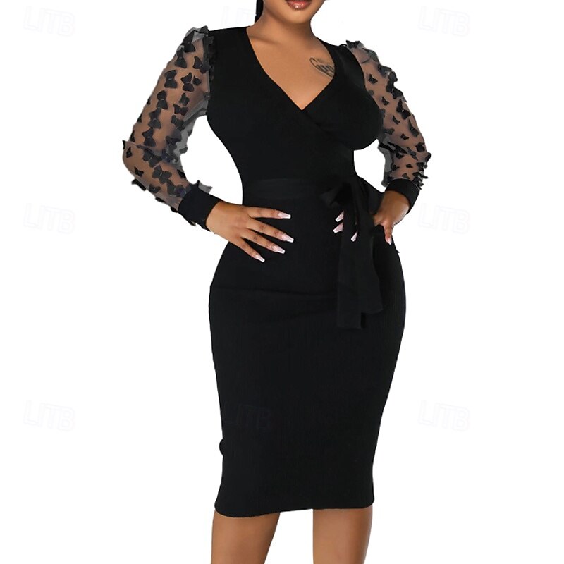 Women's Mini Dress Black Dress Party Dress Cocktail Dress Satin Dress Fashion Modern Party Evening Party Cocktail Party Regular Fit Plain Long Sleeve V Neck Black White Wine Red Fall Winter2