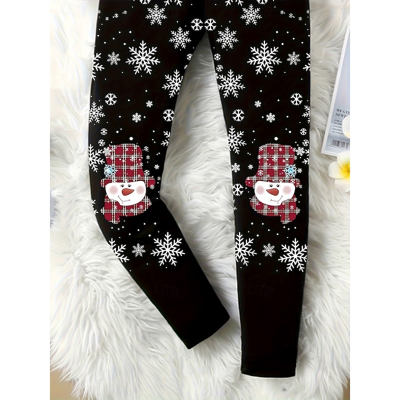 Women's Slacks Leggings Cozy Leggings Vacation Vintage Streetwear Full Length NaturalPantsUgly Christmas Graphic Snowman Snowflake Elastic Waist Print Comfy Outdoor Comfortable Stretchy Outdoor2