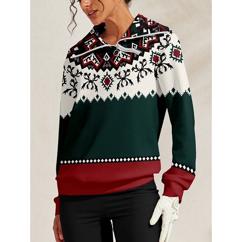 Women's Golf Pullover Sweatshirt Green Long Sleeve Top Ladies Golf Attire Clothes Outfits Wear Apparel4