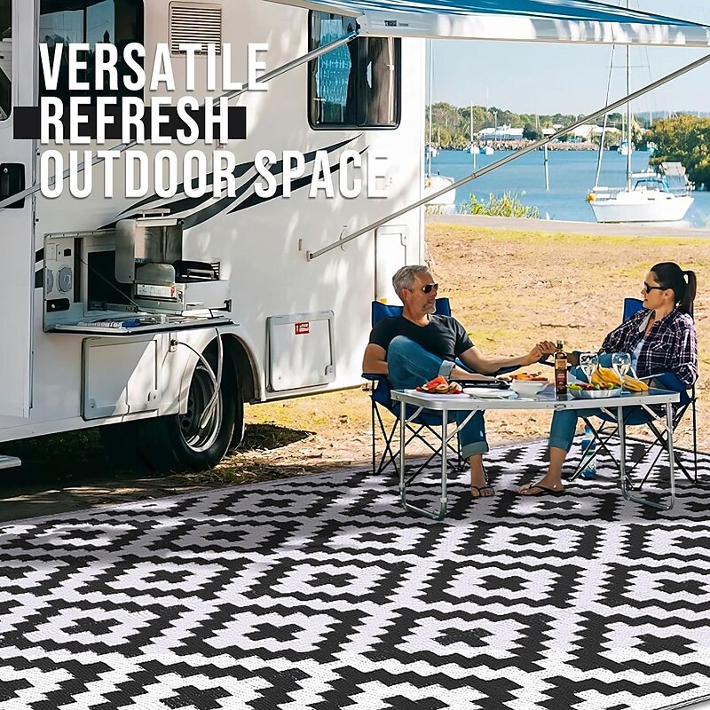 Camping Rugs, Plastic Straw Mat Weatherproof Reversible, Large Floor Mat for Outdoors, Backyard, Deck, Picnic, Beach, Trailer, Camping2