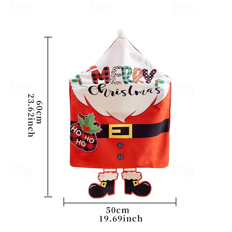 Christmas Chair Covers with Foot Design, Cute Snowman & Santa Claus Cartoon, Dining Room and Home Decoration, Festive Holiday Supplies for Xmas Party3