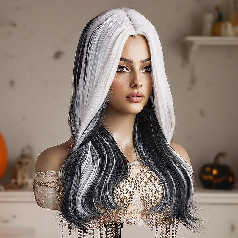 Synthetic Wig Body Wave Wavy Middle Part Layered Haircut Wig 20 inch Black / Gold Synthetic Hair 20 inch Women's Soft Comfy Multi-color3