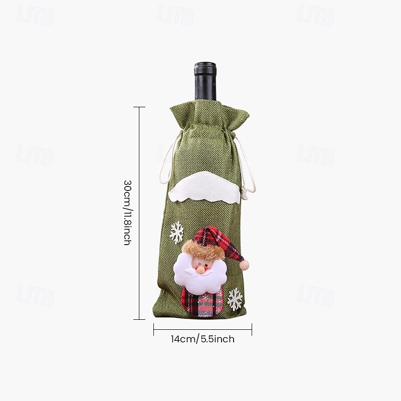 3 Pack Christmas Wine Bottle Covers, Santa Claus Champagne Bags, Holiday Red Wine Bottle Holders, Xmas Table Decorations, Reusable Gift Wrap Bags, Party Supplies for Home Decoration2