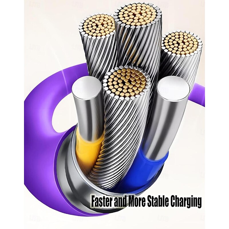 4-in-1 USB Charging Cable Fast Charging Max 60w for USB C/USB-A/Type-C/Lightnin Connectors, LED Indicator Cable for iPhone 17/16/15, Samsung iPad Android MacBook Power Bank4