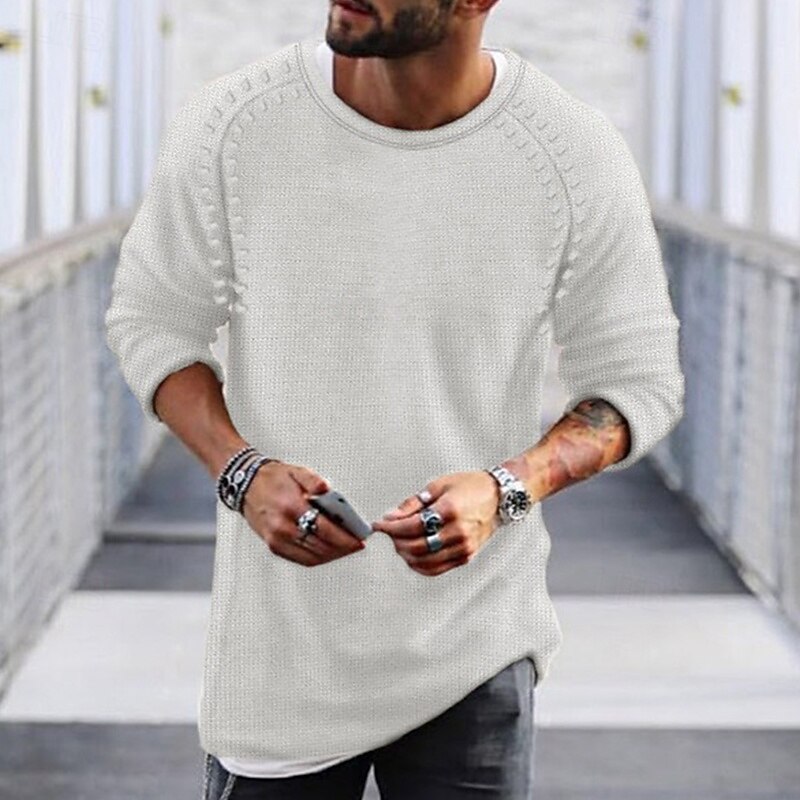 Men's Sweater Pullover Knit Regular Solid Colored Crew Neck Sweaters Daily Clothing Apparel Raglan Sleeves Winter Green Black M L XL 5