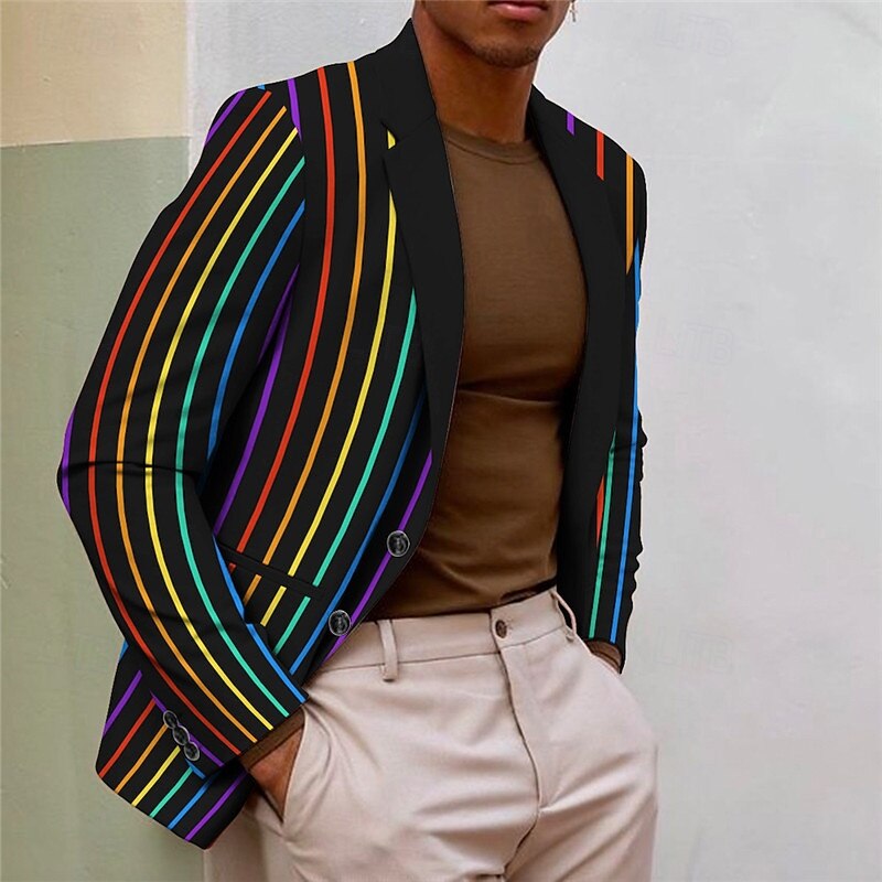 Men's Line Long Sleeve Turndown Fashion Streetwear Business Work Wear to work Going out Buttons Print - Main Image