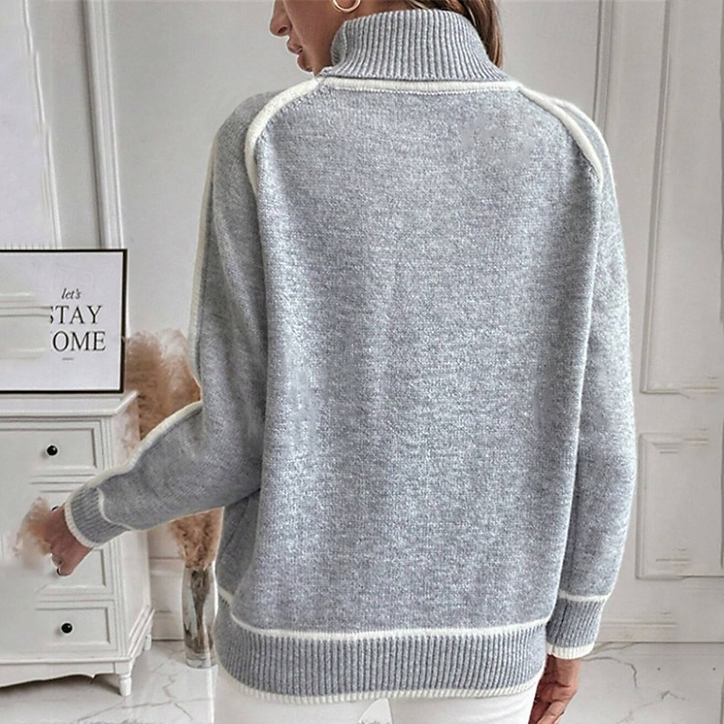 Women's Turtleneck Sweatshirt Pullover Sweatshirt Lounge Top Long Sleeve Top Athleisure Solid Colored Gym Outdoor Running Sportswear Activewear Gray2