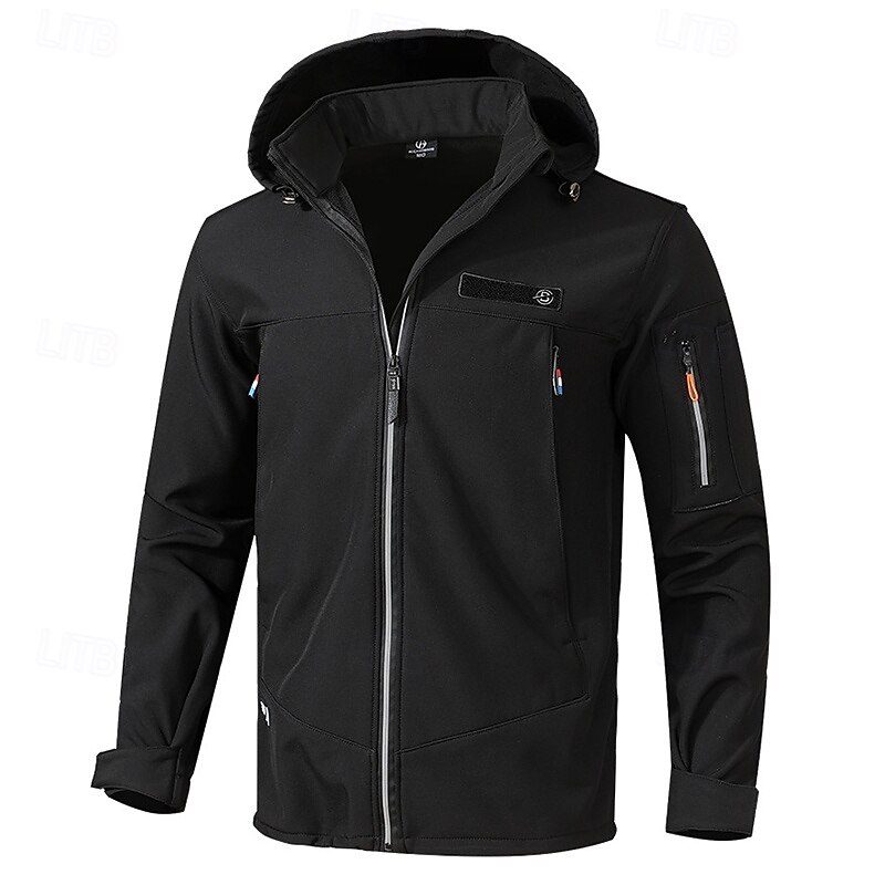 Men's Hiking Jacket Fleece Jacket Puffer Jacket Thermal Set Winter Outdoor Camo Thermal Warm Waterproof Windproof Top Black Green Grey4