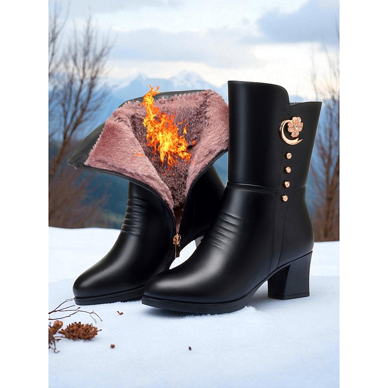 Women's Burgundy Warm Winter Ankle Boots with Faux Fur Lining, Stylish and Comfortable for Cold Weather, Casual & Outdoor Wear.4