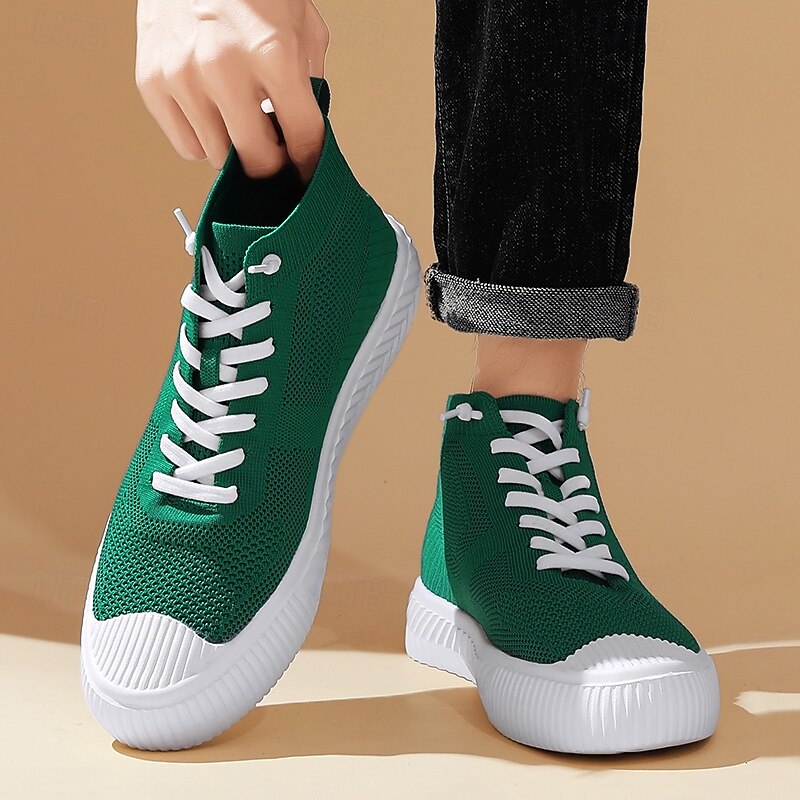 Men's High Top Green Casual Sneakers – Lightweight Breathable Street Style Lace-Up Shoes for Daily Wear, Walking and College Outfits2