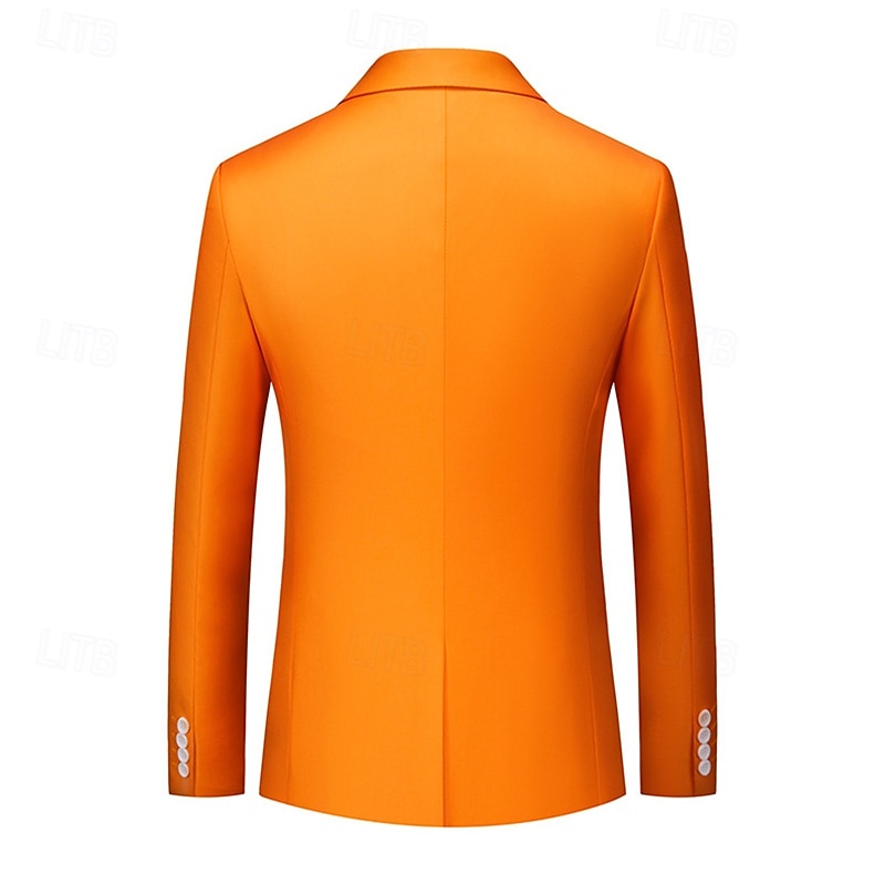 Men's Blazer Business Cocktail Party Wedding Party Fashion Casual Spring Fall Polyester Plain Pocket Buttons Comfortable Single Breasted Blazer Black White Yellow Pink4