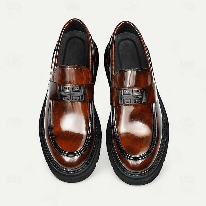 Men's Brown Genuine Leather Penny Loafers – Elegant Slip-On Dress Shoes for Office, Weddings and Formal Events4