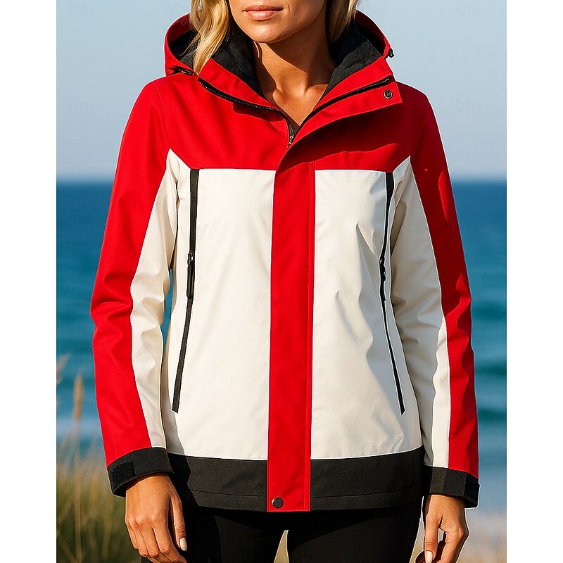 Women's Windbreaker Softshell Jacket Hiking Jacket Outdoor Waterproof Windproof Hiking Outfits Hiking Clothes Autumn / Fall Top Camping / Hiking / Caving Running Patchwork Black Yellow Army Green4