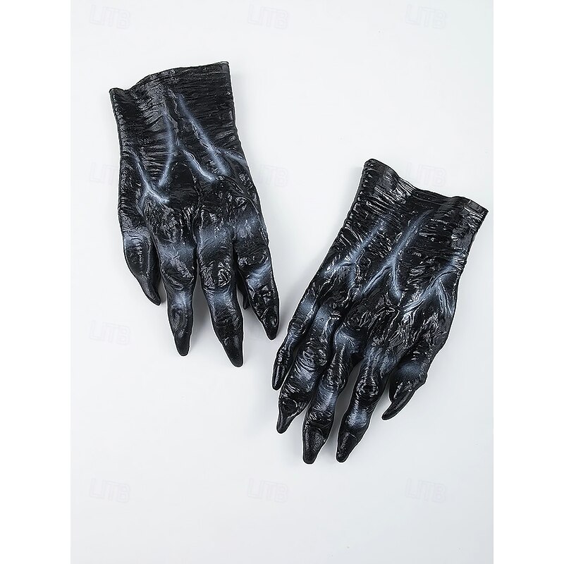 Men's Halloween Plastic Monster Gloves – Scary Skeleton and Zombie Hand Costume Props for Party, Cosplay and Stage Performance2