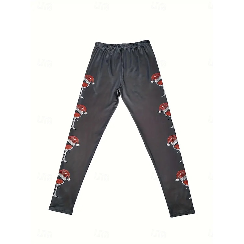 Women's Leggings Vacation Vintage Fashion Full Length High WaistPantsUgly Christmas Graphic Printing Thermal Warm Soft Breathable Stretchy Formal Outdoor Vacation Black Red Summer Spring Fall Slim Fit3