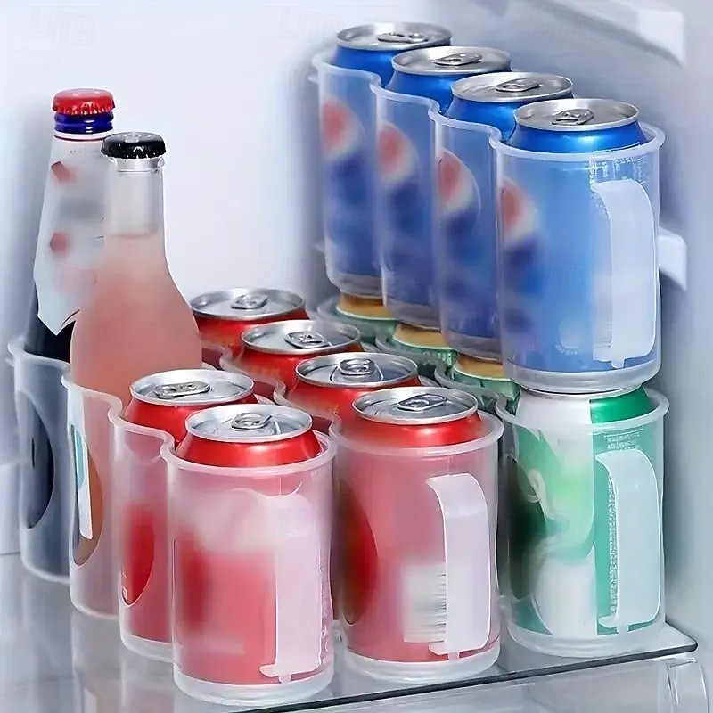 4-Compartment Transparent Plastic Can Storage Box, Portable Soda Can Organizer for Kitchen Counter, Cabinet, and Refrigerator, Kitchen Storage Container and Accessory2