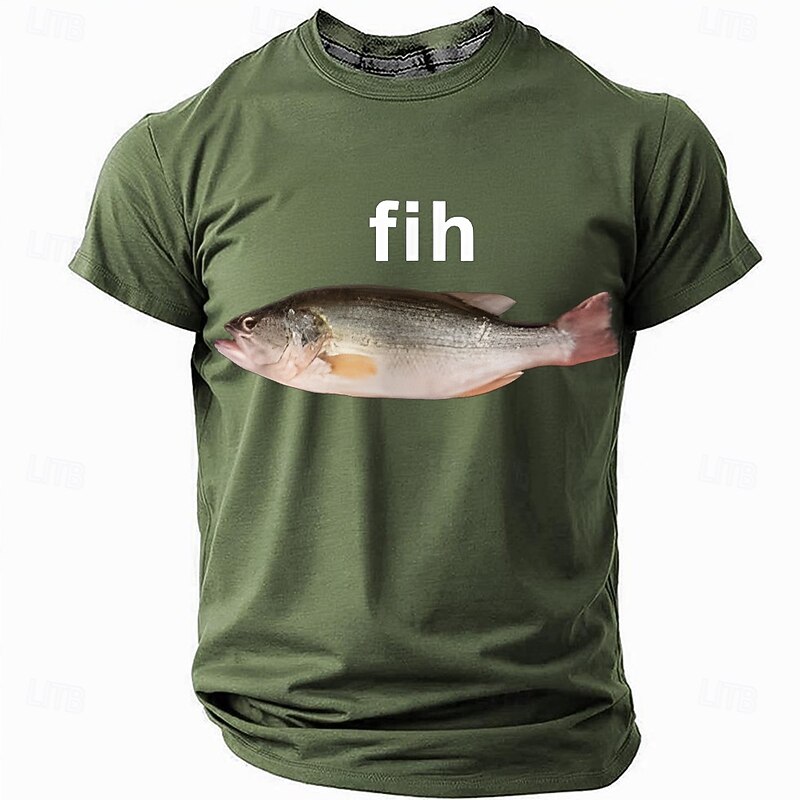 Men's Fish Funny T Shirt Short Sleeve T shirt 3D Print Crew Neck Shirt Fashion Daily Street Daily Black Red Blue Summer Spring Clothing Apparel S M L XL XXL XXXL3