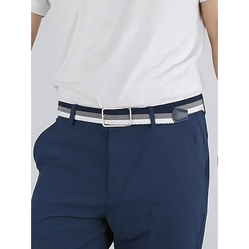 Men's Striped Elastic Woven Belt with Silver Buckle, Casual Stretch Belt for Comfort, Available in Multiple Color Options, Perfect Christmas Gift2