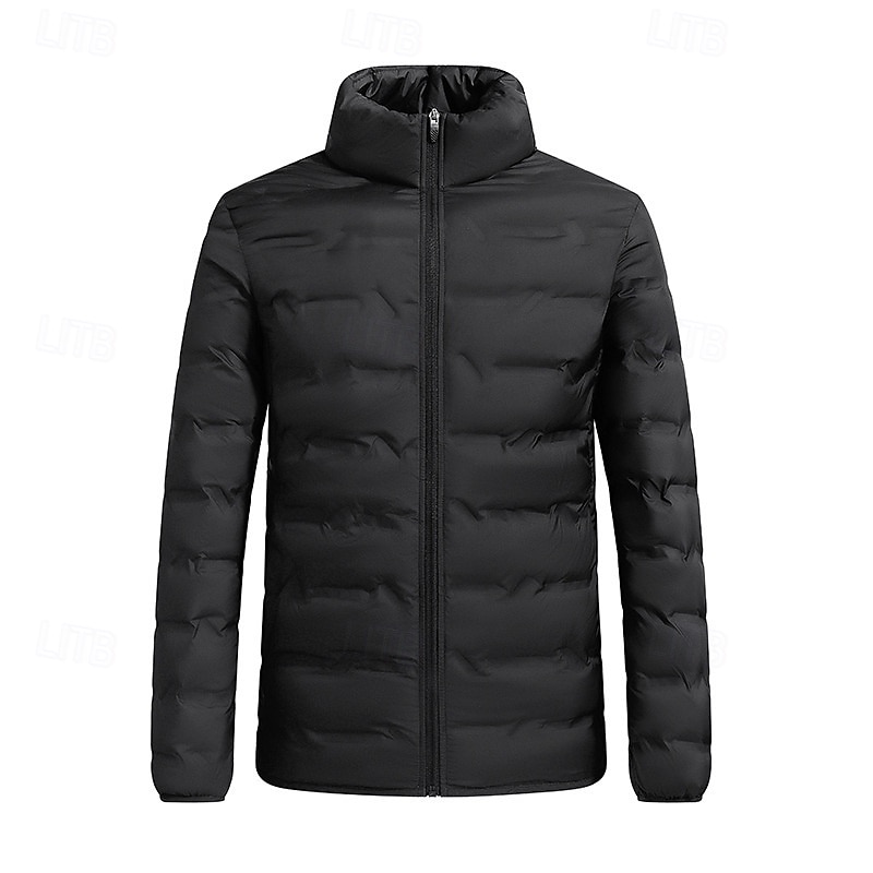 Men's Winter Jacket Down Jacket Puffer Jacket Padded Jacket Pocket Gray Duck Down Vacation Daily Wear Date Regular Fashion Casual Comfortable Thermal Warm Fall Winter Solid / Plain Color Black Blue2