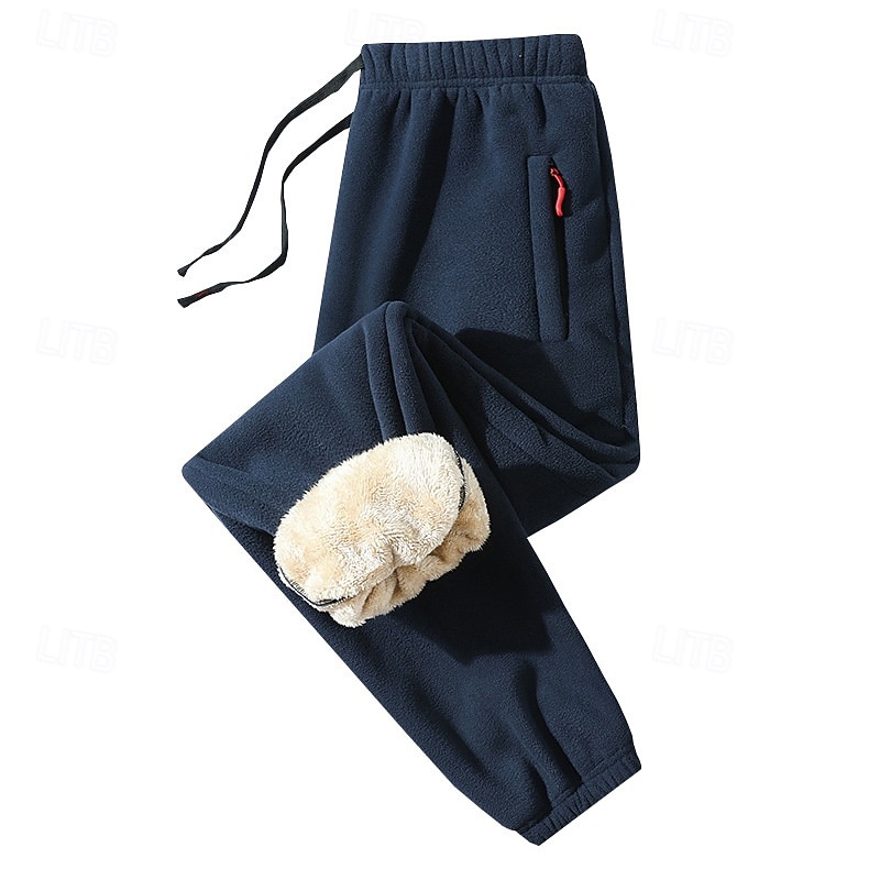 Men's Sweatpants Fleece Pants Joggers Trousers Winter Pants Drawstring Pocket Elastic Waist Plain Comfort Warm Sports Outdoor Daily Fashion Casual Black Blue Micro-elastic2