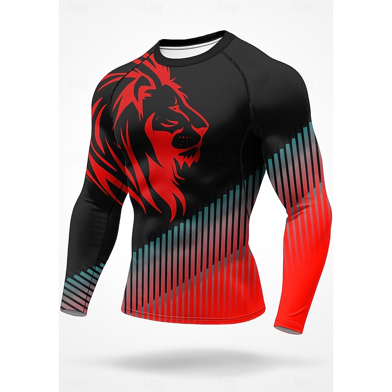 Men's Running T-Shirt Athletic Shirt Gym Shirt Fitness Shirt Workout Shirt Long Sleeve Tee Tshirt Geometric UPF 50 UV Resistant Soft Sweat wicking Mountain Bike / MTB Gym Workout Mountain Bike MTB3